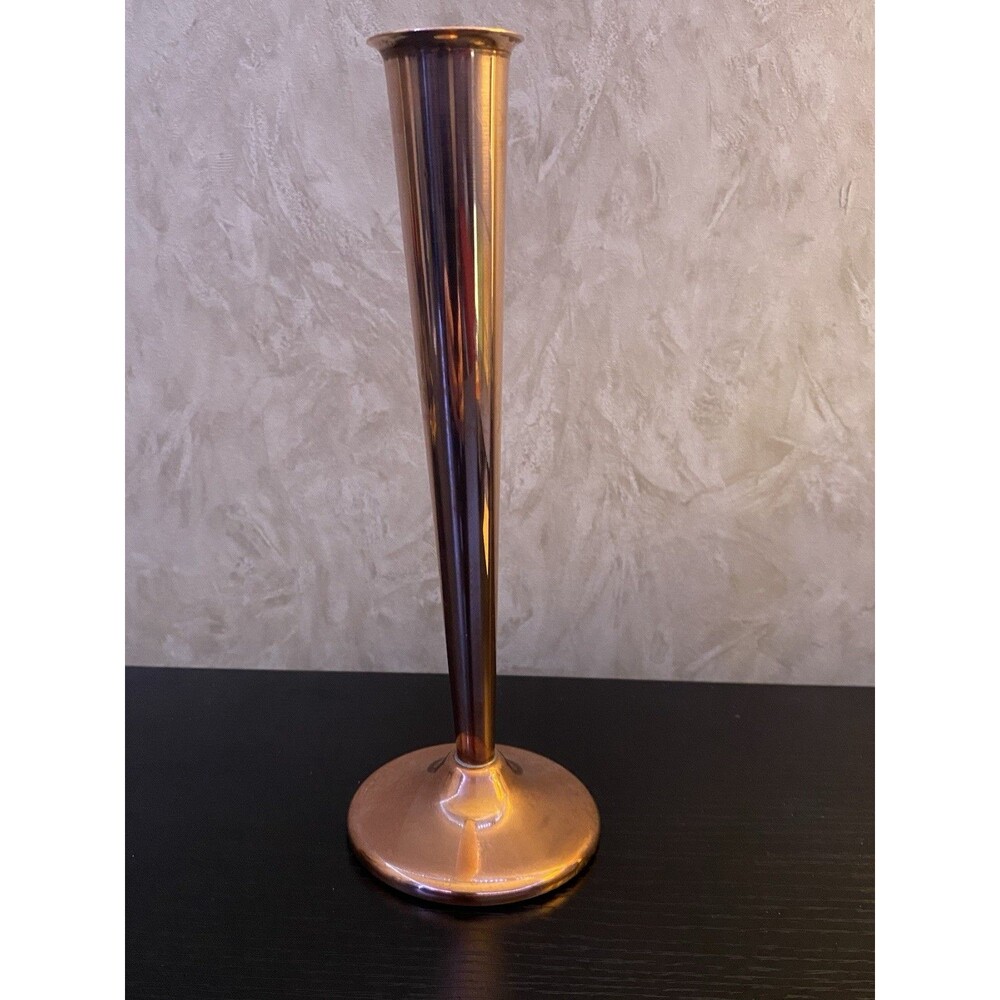 Vintage Copper Bud Vase Mid Century Modern Style 8.5" Tall